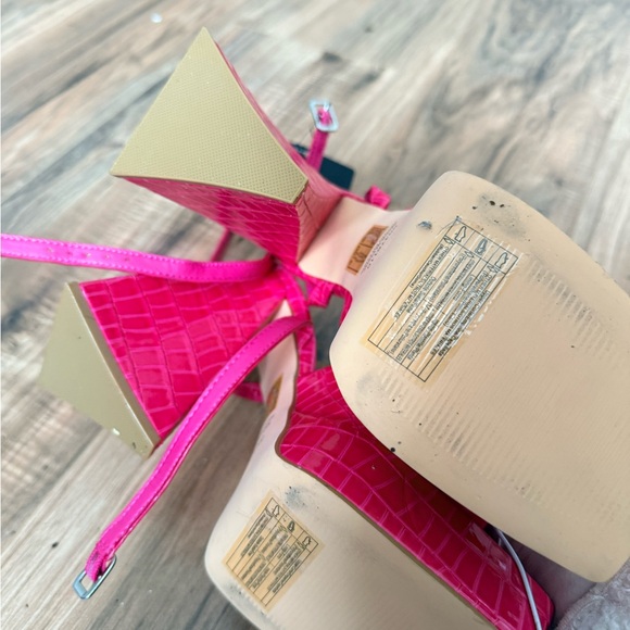 Pink Croc-Embossed Platform Sandals - Picture 5 of 5